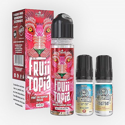 Pack 40ml + Base 50/50 10ml + Nicomax Fruit Du Serpent Fraise Fruiitopia Le French Liquide - 3mg