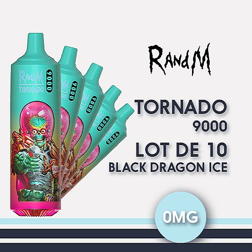Lot de 10 puffs Tornado RANDM 9000 Black Dragon Ice Fumot