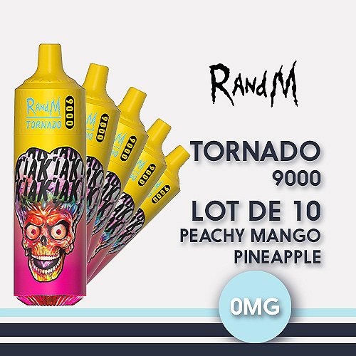 Lot de 10 puffs Tornado RANDM 9000 Peachy Mango Pineapple Fumot