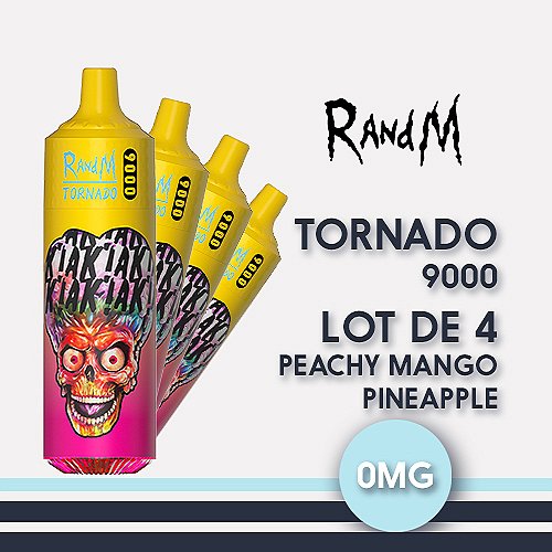 Lot de 4 puffs Tornado RANDM 9000 Peachy Mango Pineapple Fumot