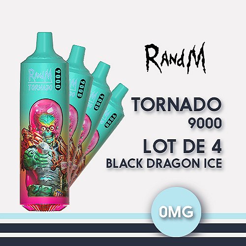 Lot de 4 puffs Tornado RANDM 9000 Black Dragon Ice Fumot
