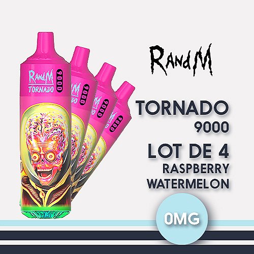 Lot de 4 puffs Tornado RANDM 9000 Raspberry Watermelon Fumot