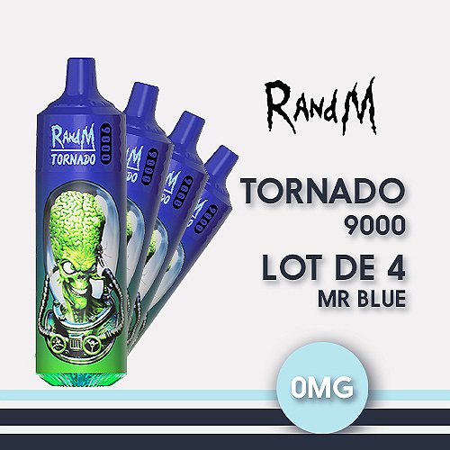 Lot de 4 puffs Tornado RANDM 9000 Mr Blue Fumot